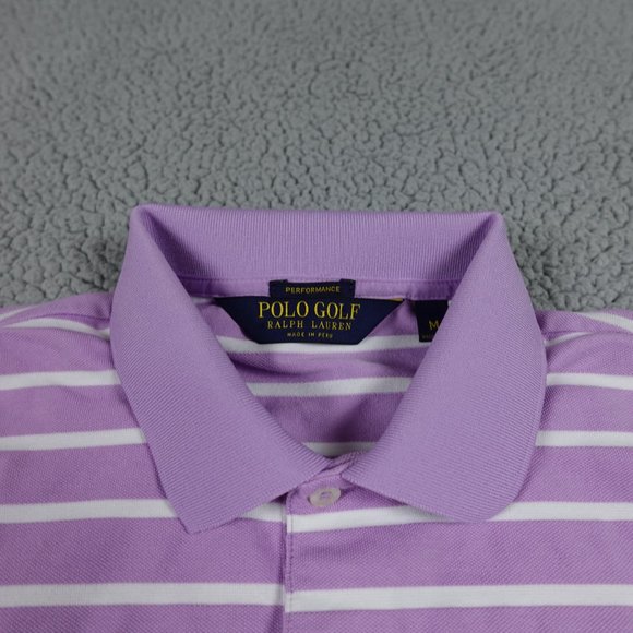 VTG Polo Golf Ralph Lauren Performance Shirt Mens Medium Purple Striped Polo - Picture 2 of 11
